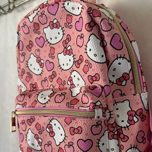 Hello Kitty Pink & White Kids Backpack with Heart and Apple Pattern